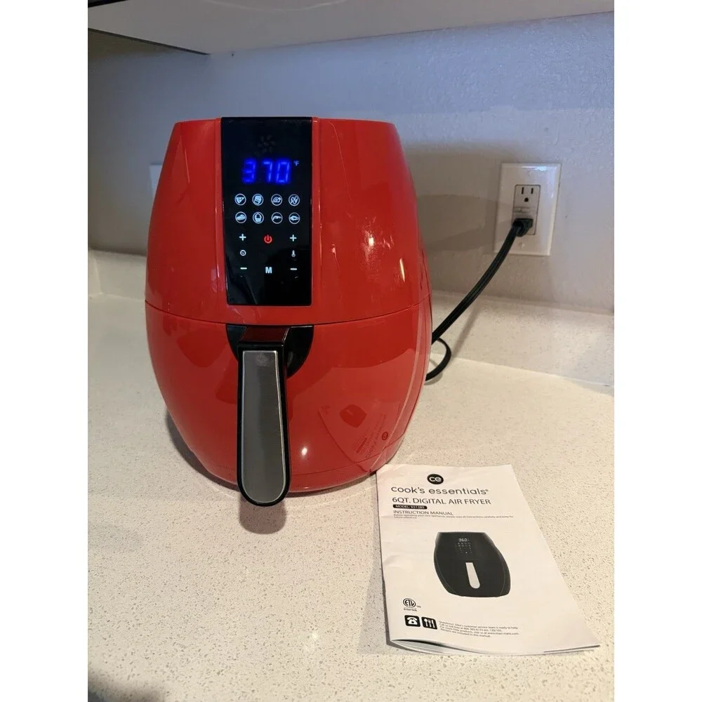 Cook's Essentials 6.0-qt Digital Air Fryer in RED NEW
